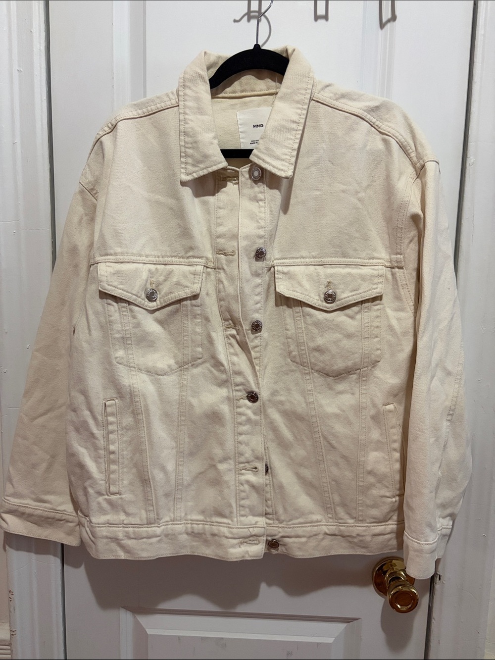 Mango Oversized Denim Jacket, Off White